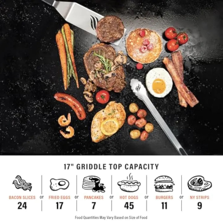 17" Commercial Flat Top Grill | 60,000 BTU Cast Iron Griddle for Heavy-Duty Cooking