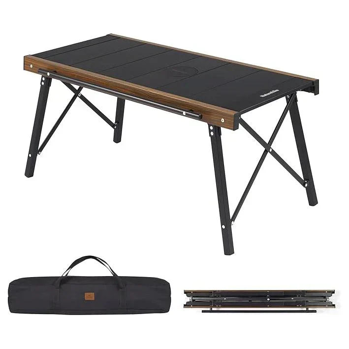 All-in-One Camping Table with Built-in Stove - Lightweight Aluminum & Foldable Design